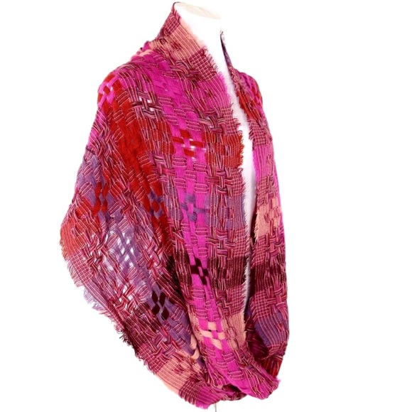 Lattice Weave Pink Purple Infinity Scarf - Picture 4 of 5